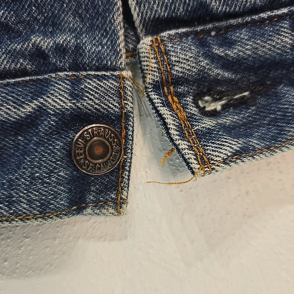 VTG 80s Levi's Men 42 Denim Trucker Vest Blue Cut Off 70506 Pockets 0216 Red Tab - Picture 11 of 12